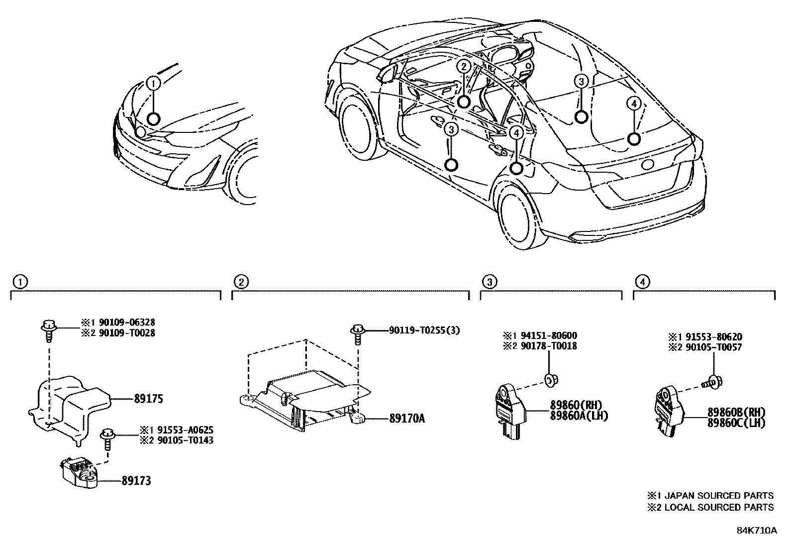 Toyota YARIS 空气囊 EPC diagram — 84K710A