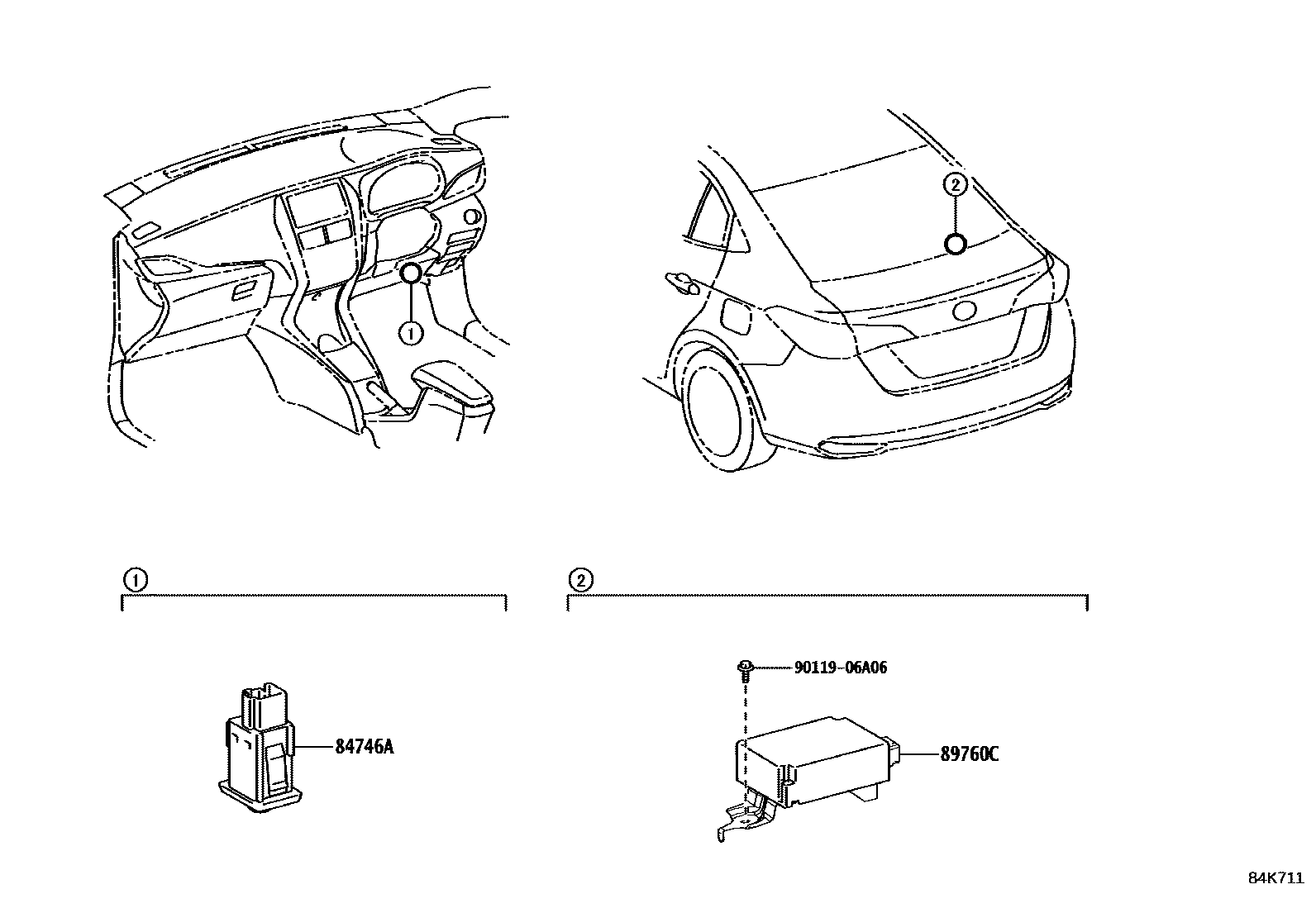 Toyota YARIS 轮胎压力警告系统 EPC diagram — 84K711