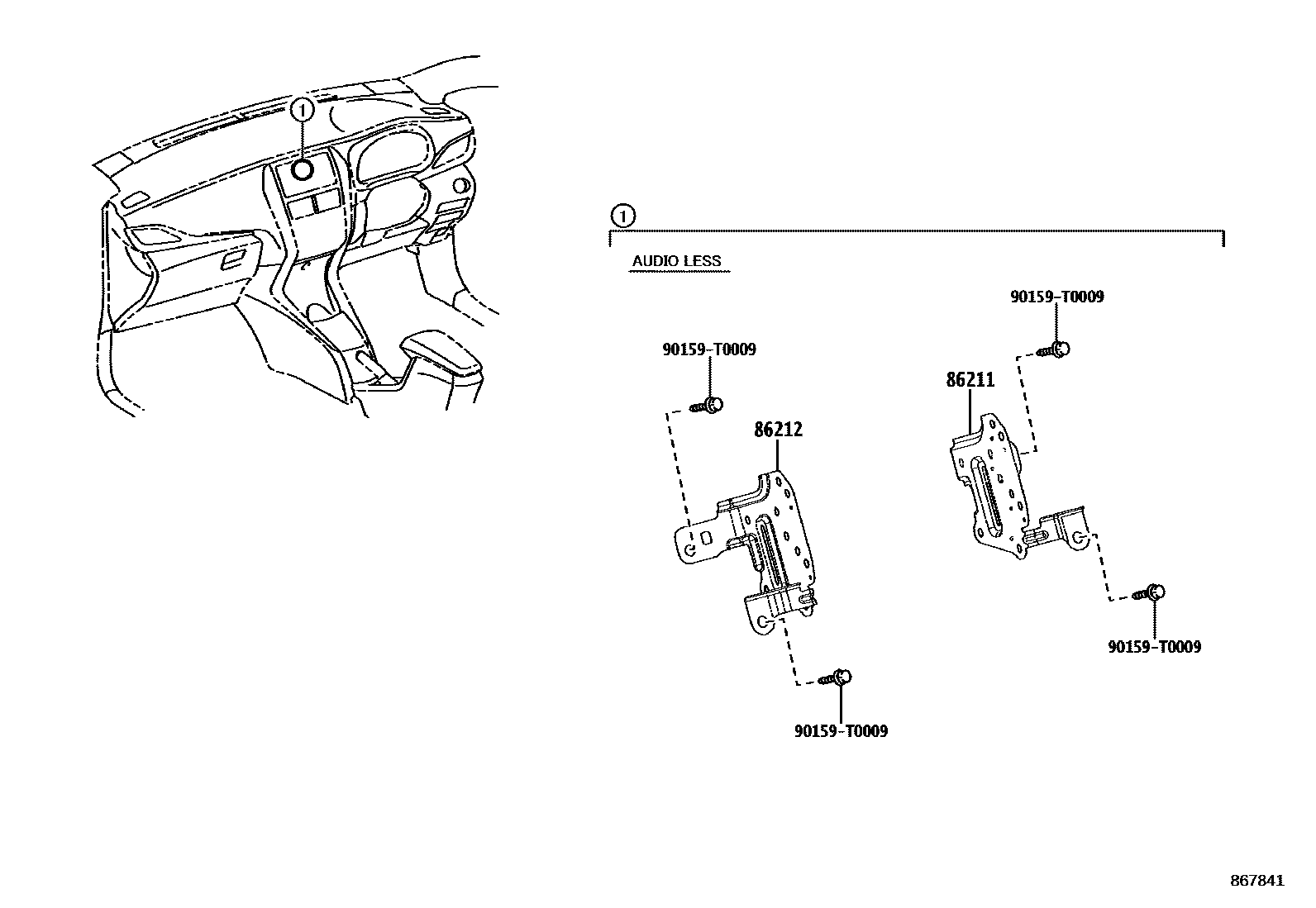 Toyota YARIS 收音机、放大器和冷凝器 EPC diagram — 867841