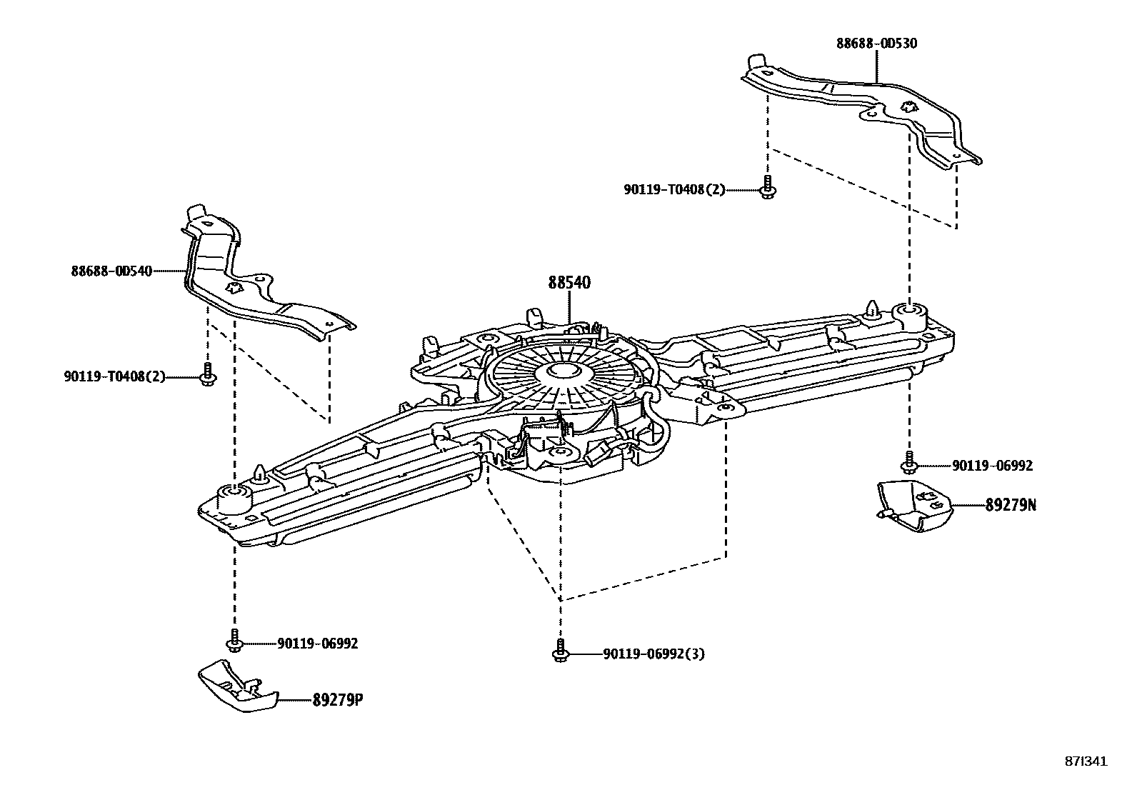 Toyota YARIS 暖风和空调系统 - 冷却器组件 EPC diagram — 87I341