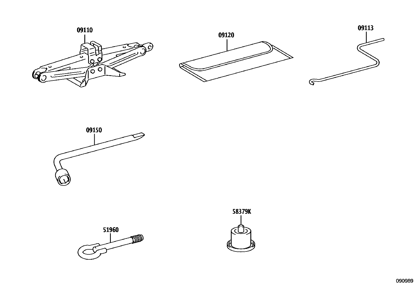 Toyota YARIS Standard Tools EPC diagram — 090989