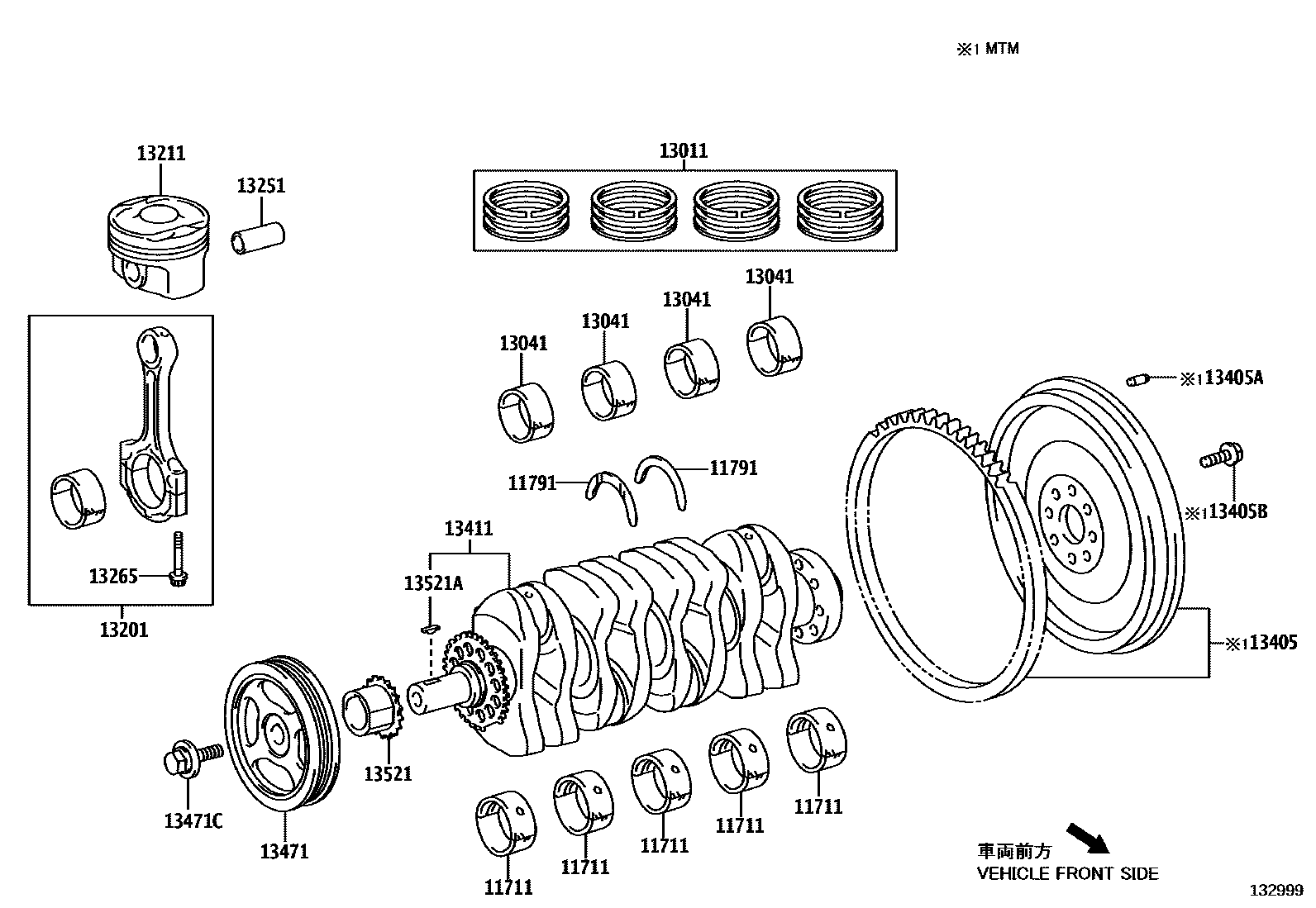 Toyota YARIS Crankshaft & Piston EPC diagram — 132999