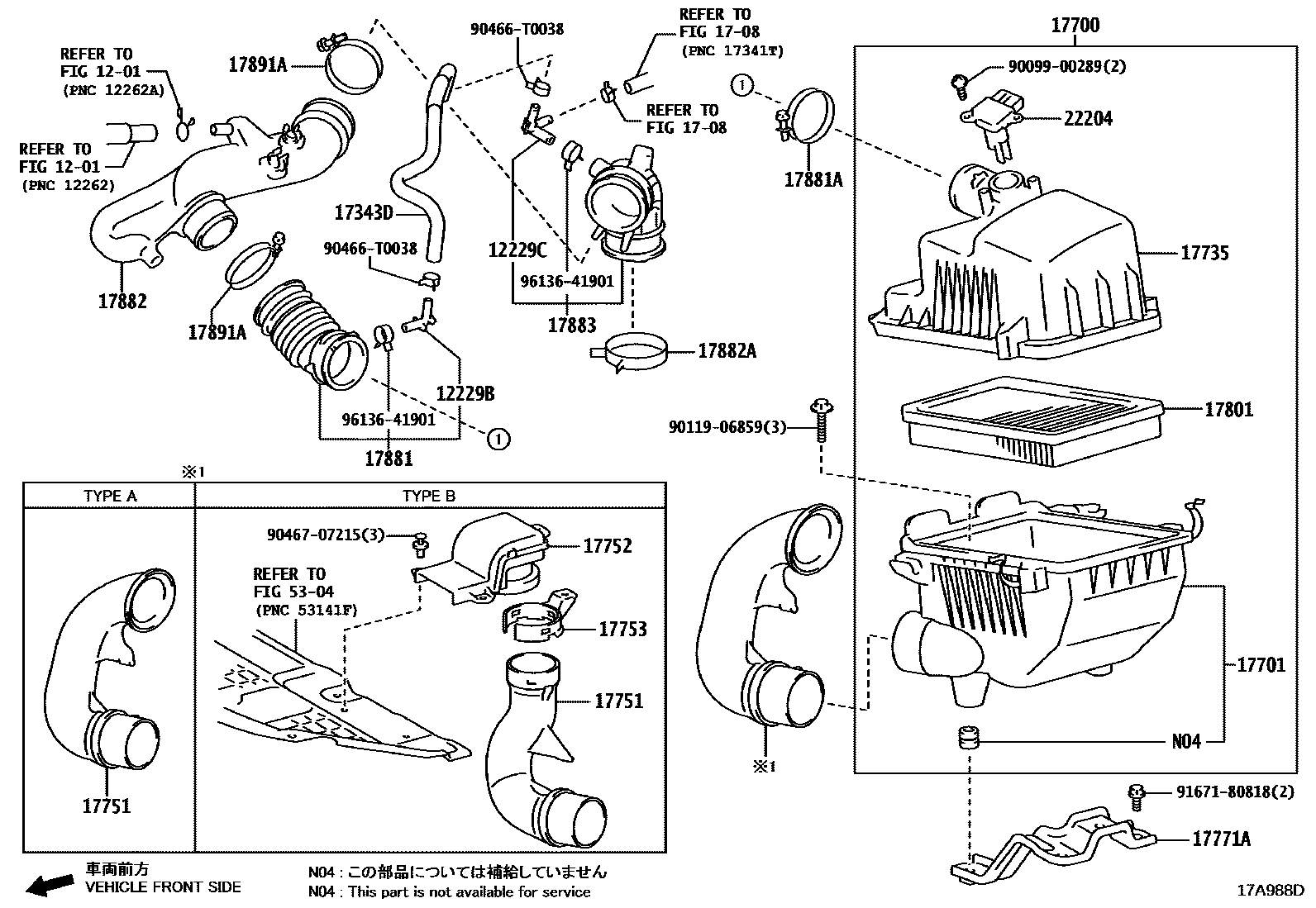 Toyota YARIS Air Cleaner EPC diagram — 17A988D