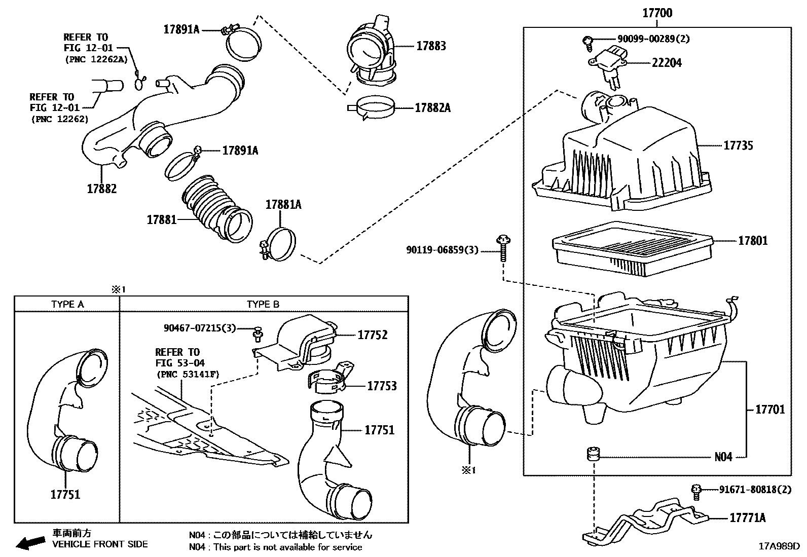 Toyota YARIS Air Cleaner EPC diagram — 17A989D