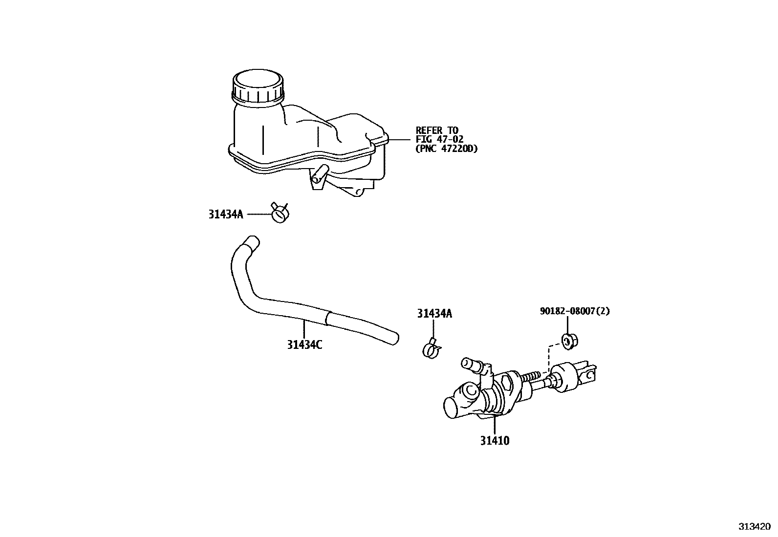 Toyota YARIS 离合器总泵 EPC diagram — 313420