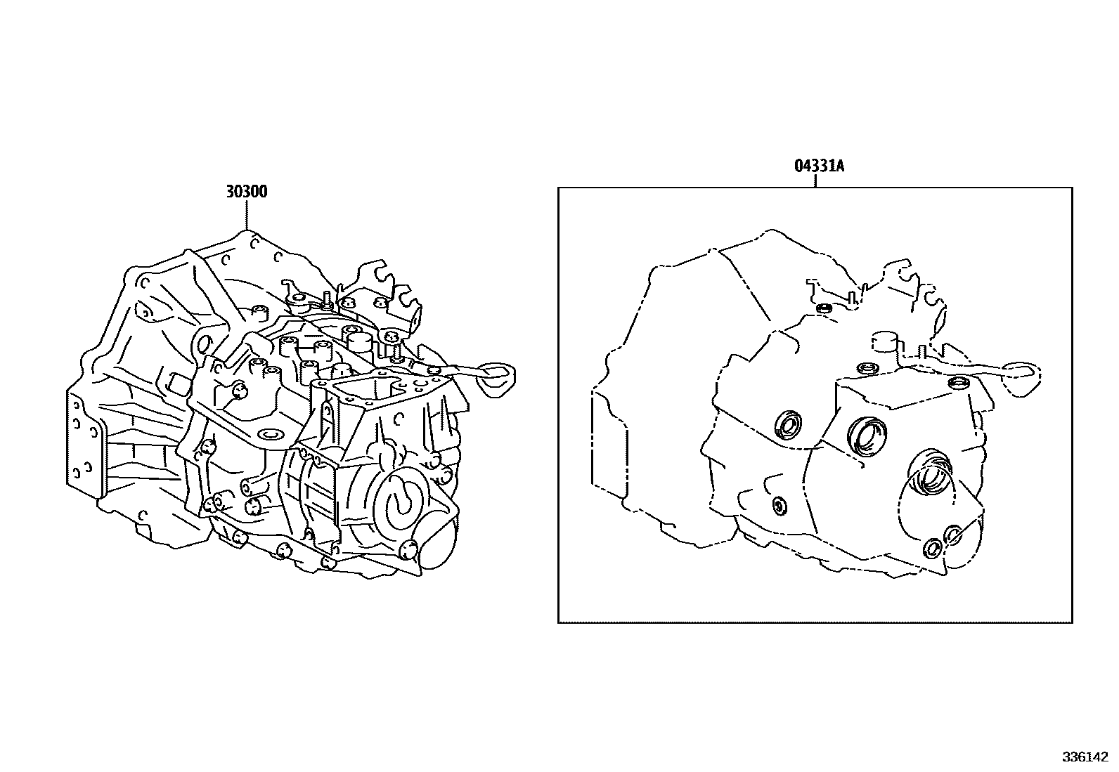 Toyota YARIS 传动桥或变速器总成和衬垫组件(MTM) EPC diagram — 336142