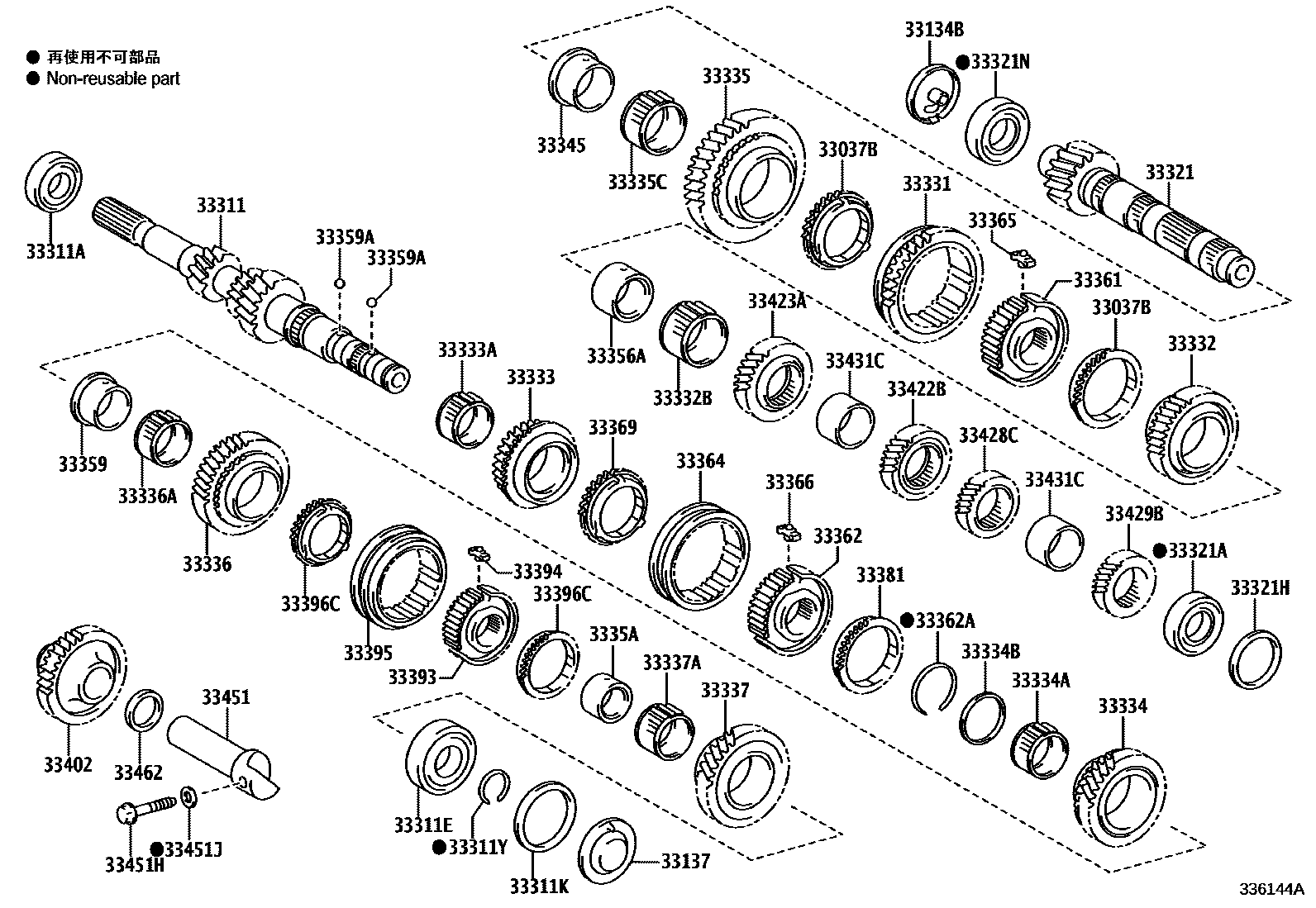 Toyota YARIS 变速器齿轮(MTM) EPC diagram — 336144A