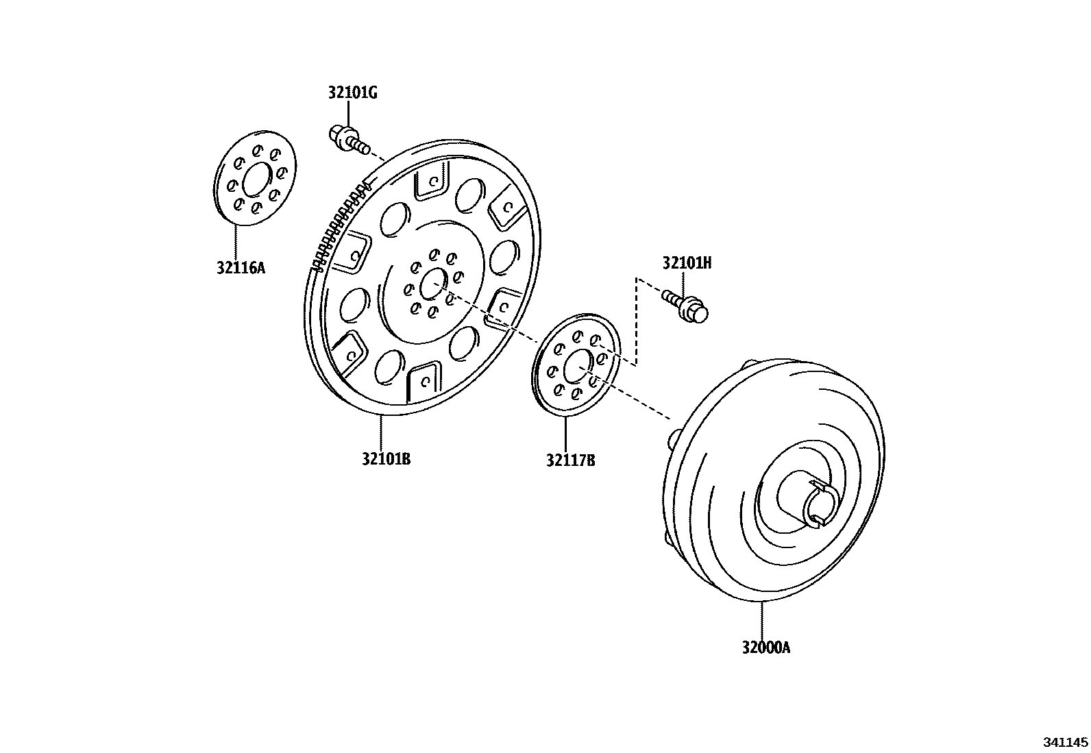Toyota YARIS 变矩器、前油泵(CVT) EPC diagram — 341145