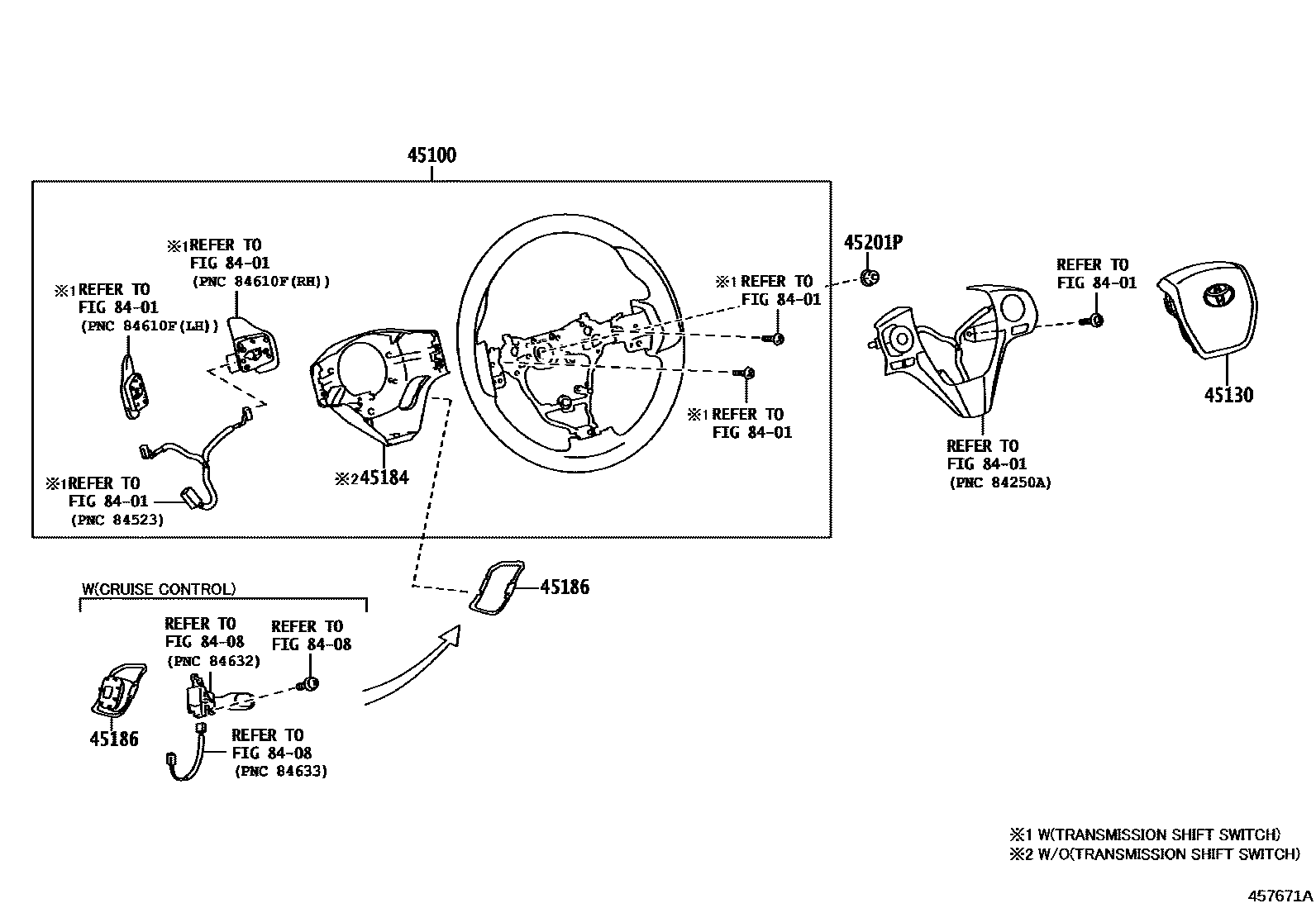 Toyota YARIS Steering Wheel EPC diagram — 457671A