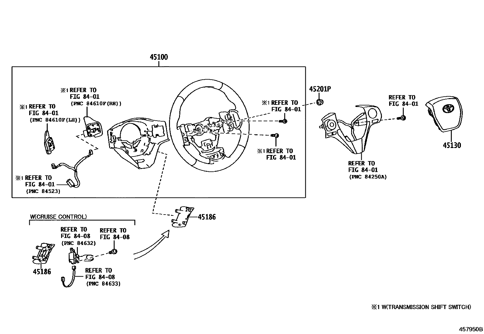 Toyota YARIS Steering Wheel EPC diagram — 457950B