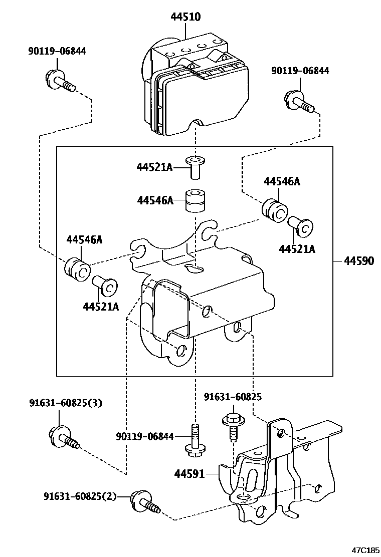 Toyota YARIS 制动配管和卡箍 EPC diagram — 47C185