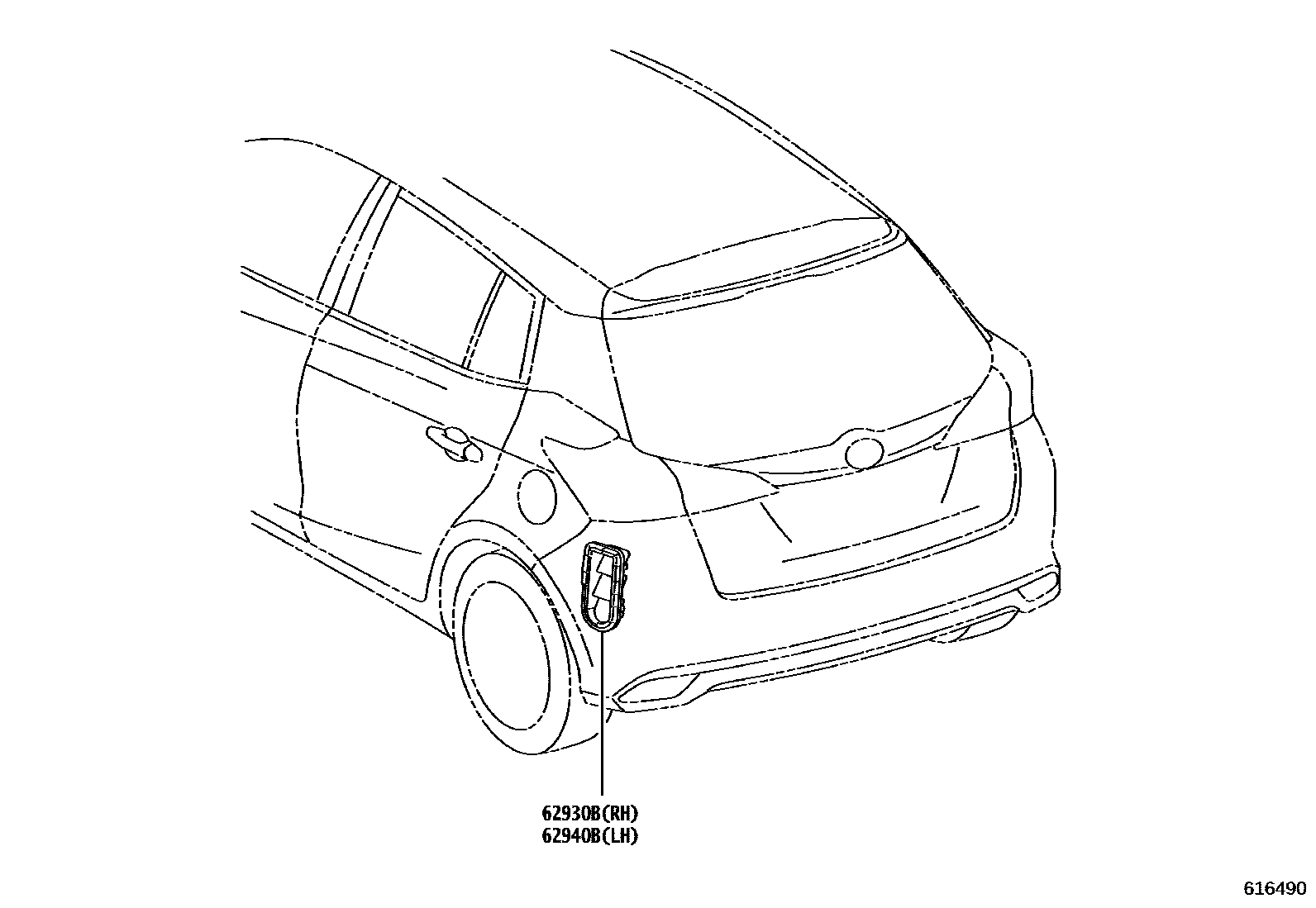 Toyota YARIS 车侧通风装置 EPC diagram — 616490