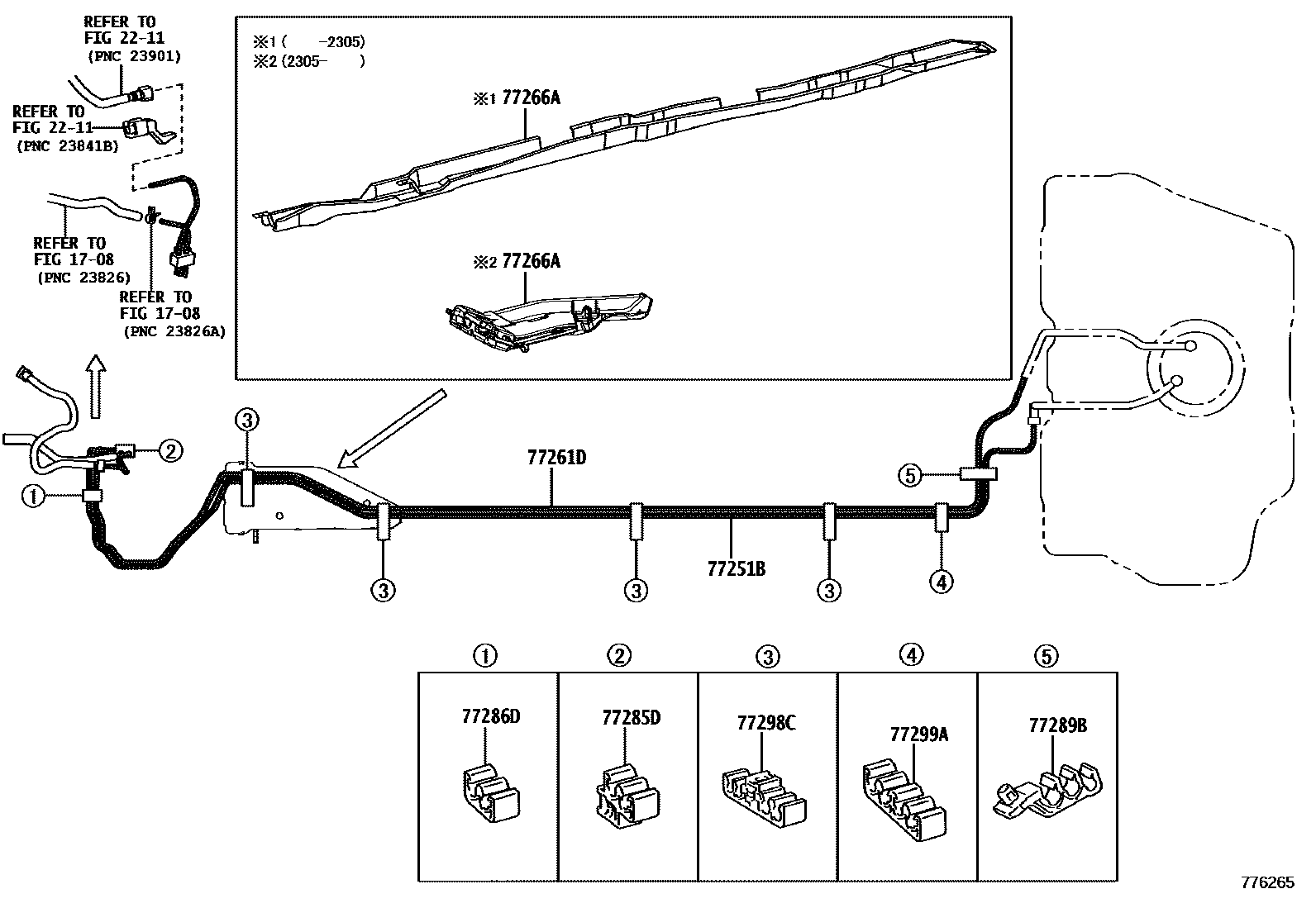 Toyota YARIS 燃油箱和燃油管 EPC diagram — 776265