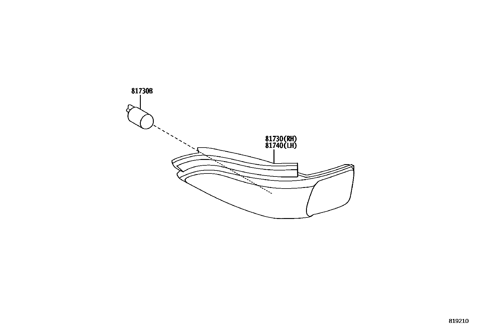 Toyota YARIS Side Turn Signal & Outer Mirror Lamp EPC diagram — 819210