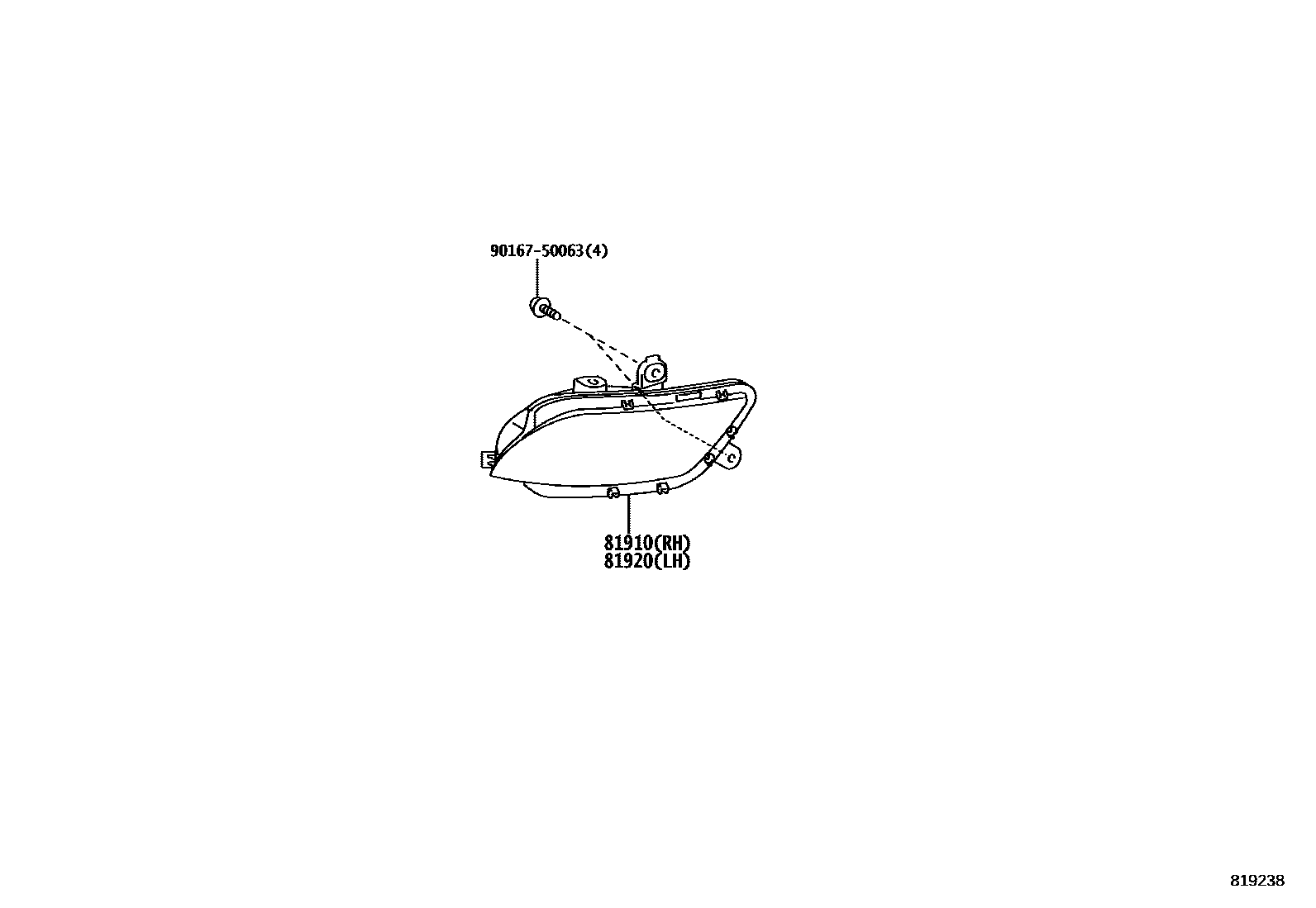 Toyota YARIS reflector EPC diagram — 819238