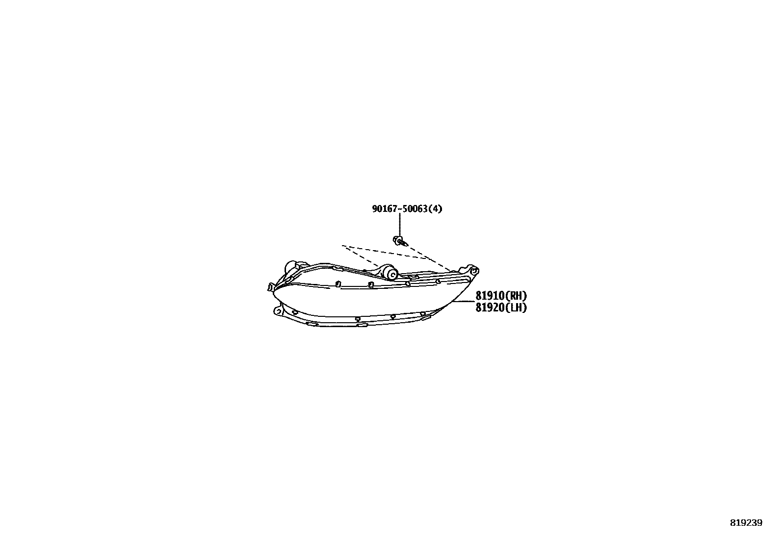 Toyota YARIS reflector EPC diagram — 819239