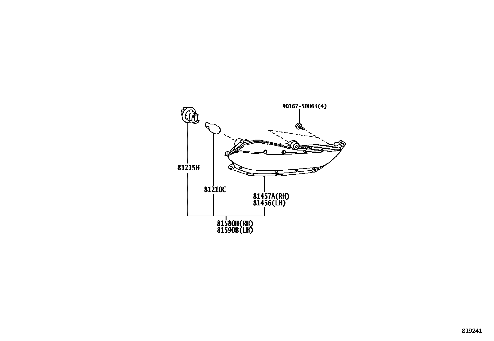 Toyota YARIS 后雾灯 EPC diagram — 819241