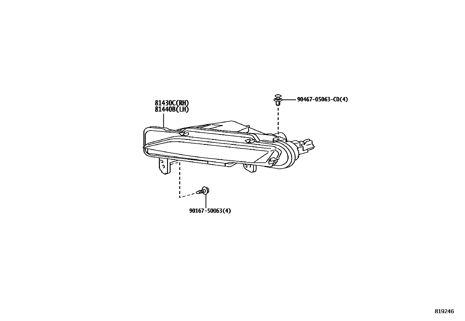 Toyota YARIS 日间行车照明灯或照明灯 EPC diagram — 819246