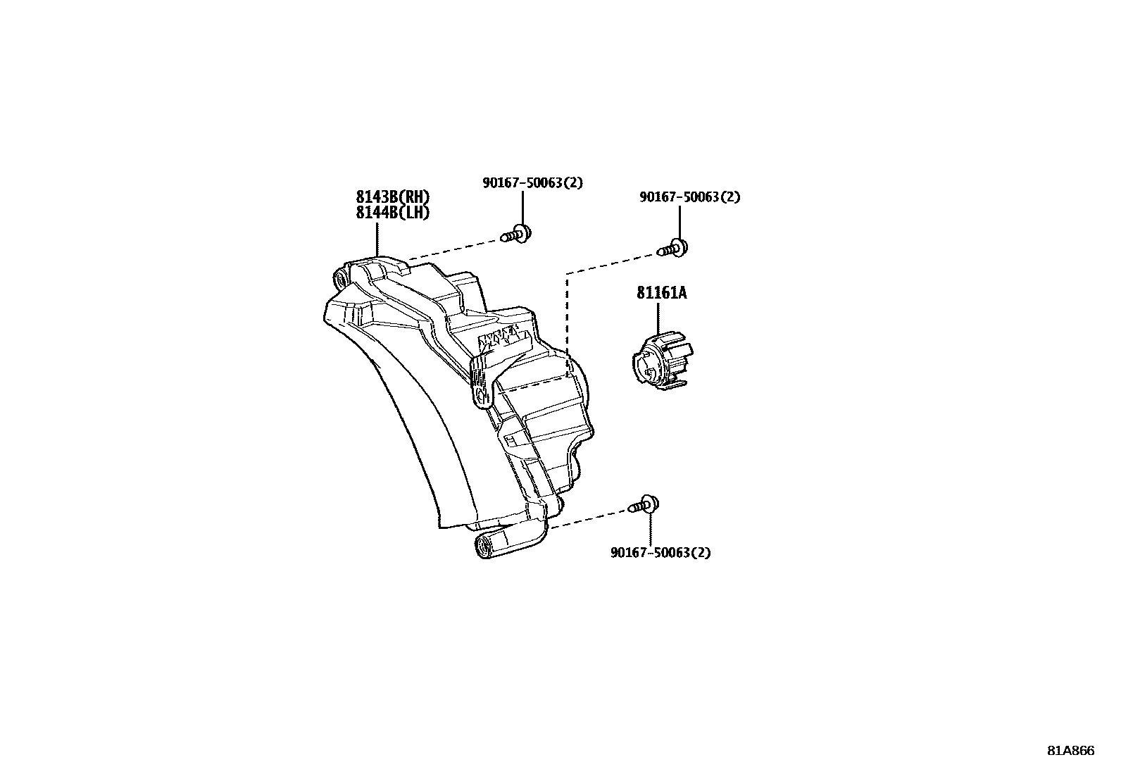 Toyota YARIS 日间行车照明灯或照明灯 EPC diagram — 81A866