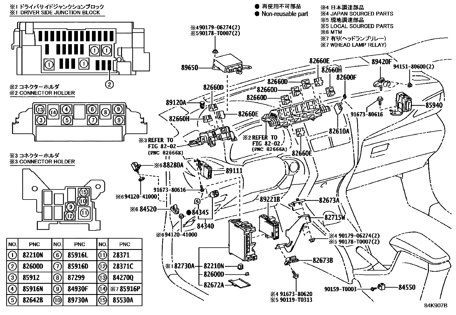 Toyota YARIS 开关和继电器和ECU EPC diagram — 84K907B
