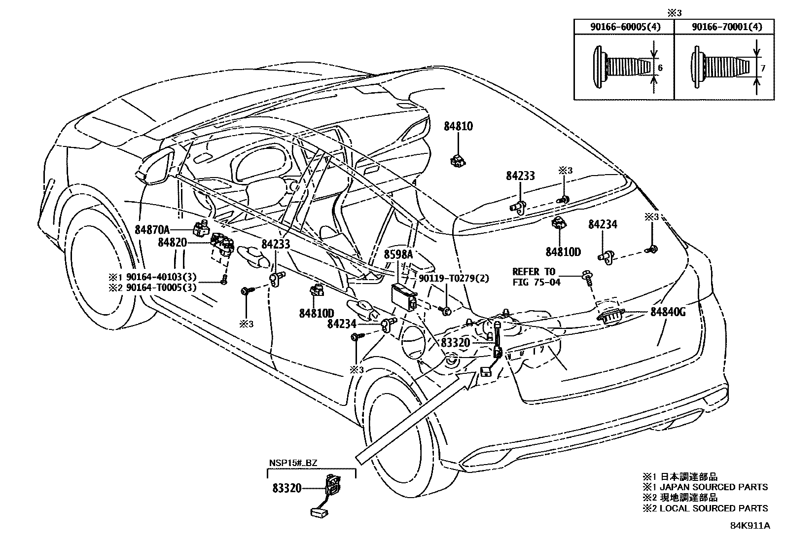 Toyota YARIS 开关和继电器和ECU EPC diagram — 84K911A