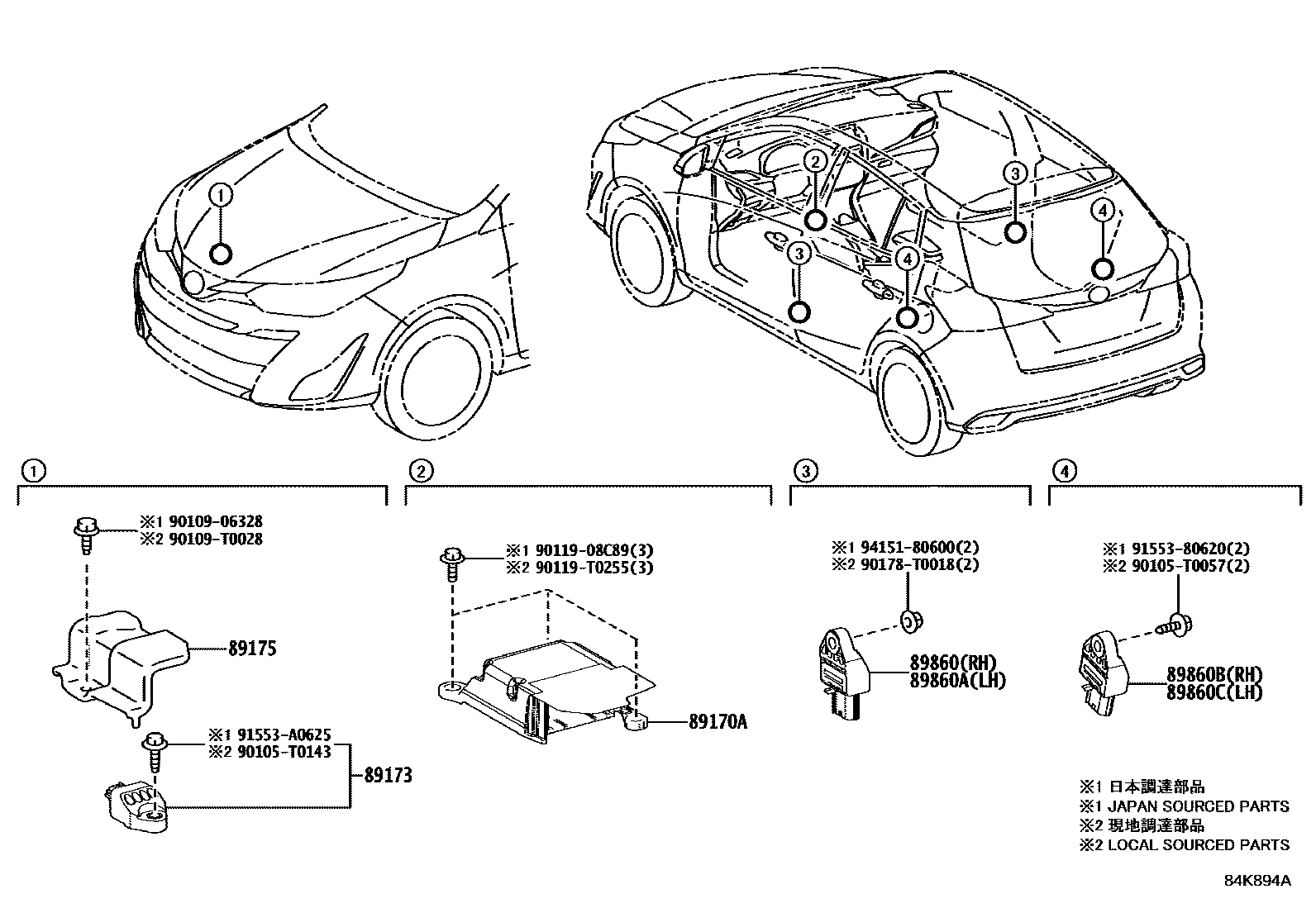 Toyota YARIS 空气囊 EPC diagram — 84K894A