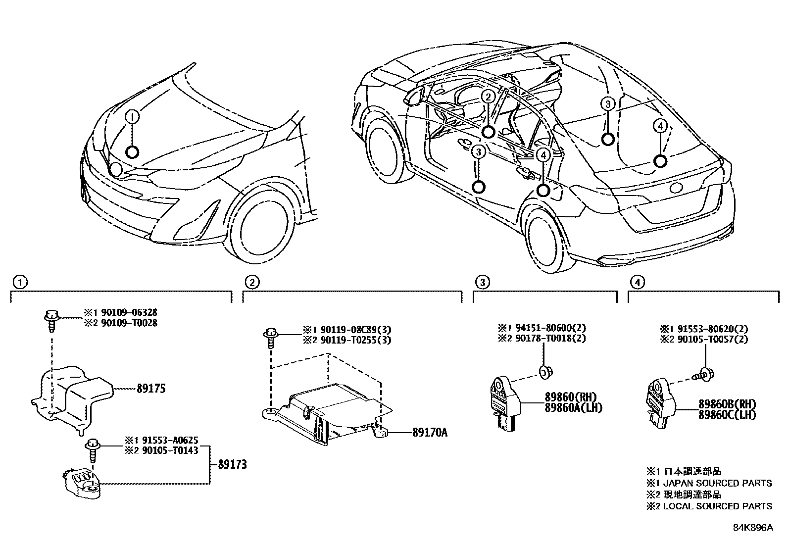 Toyota YARIS 空气囊 EPC diagram — 84K896A