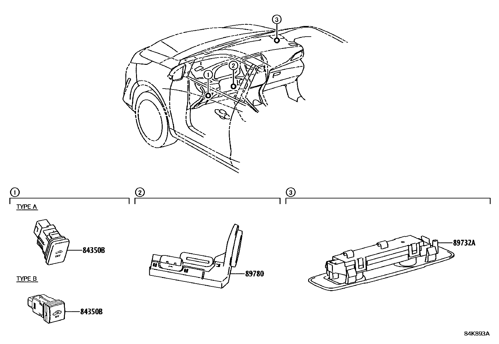 Toyota YARIS 防盗装置 EPC diagram — 84K893A