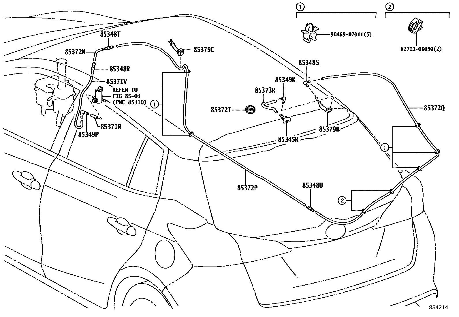 Toyota YARIS 后清洗器 EPC diagram — 854214