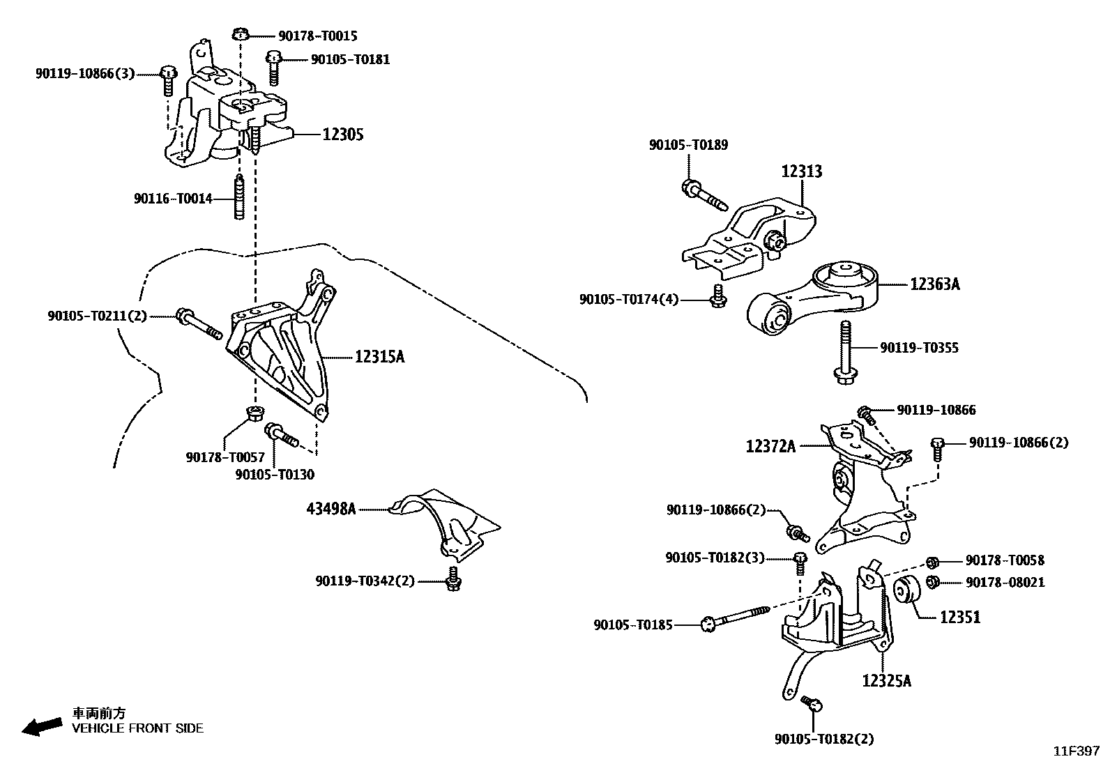 Toyota YARIS Engine Mounting EPC diagram — 11F397