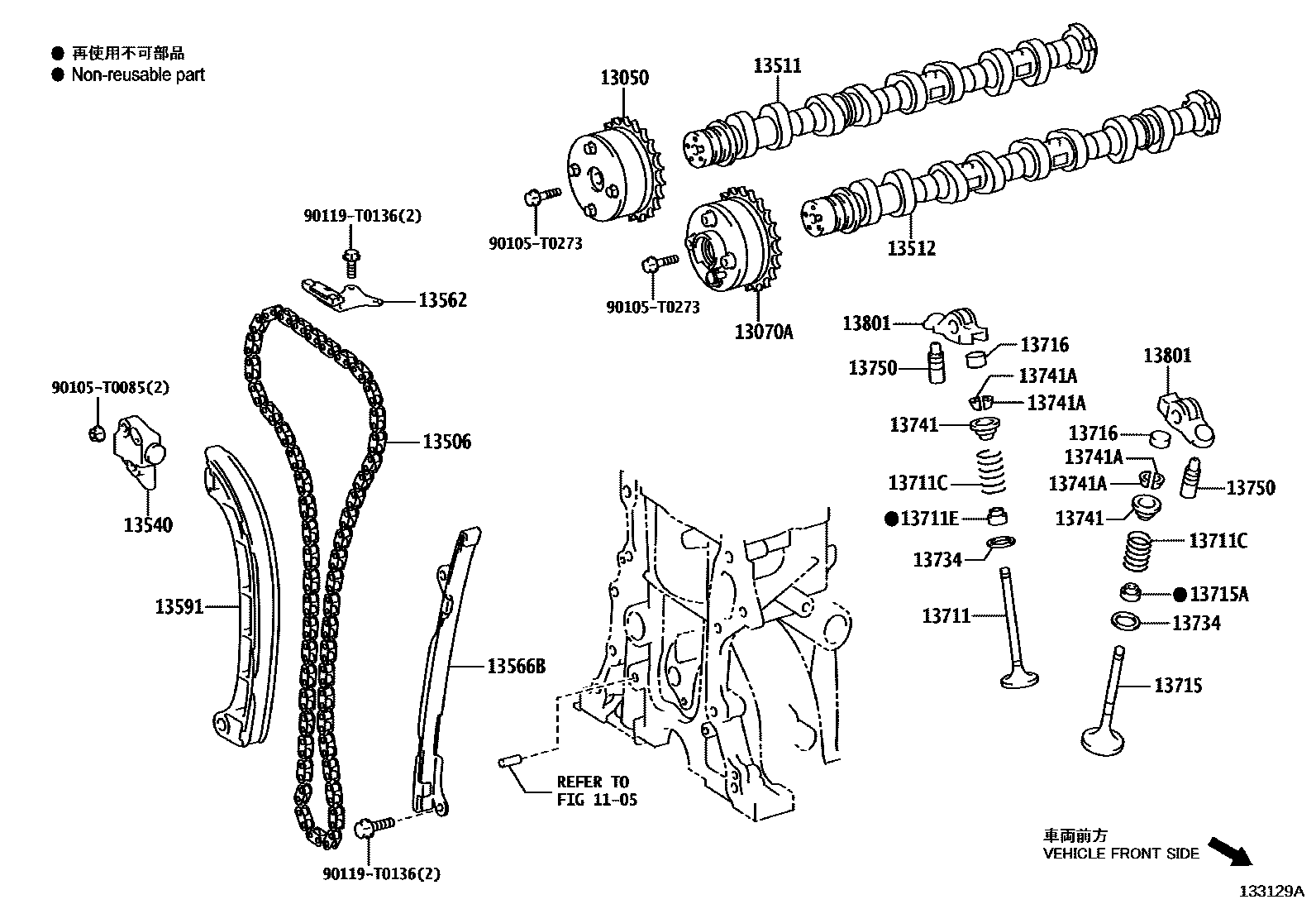 Toyota YARIS Camshaft & Valve EPC diagram — 133129A