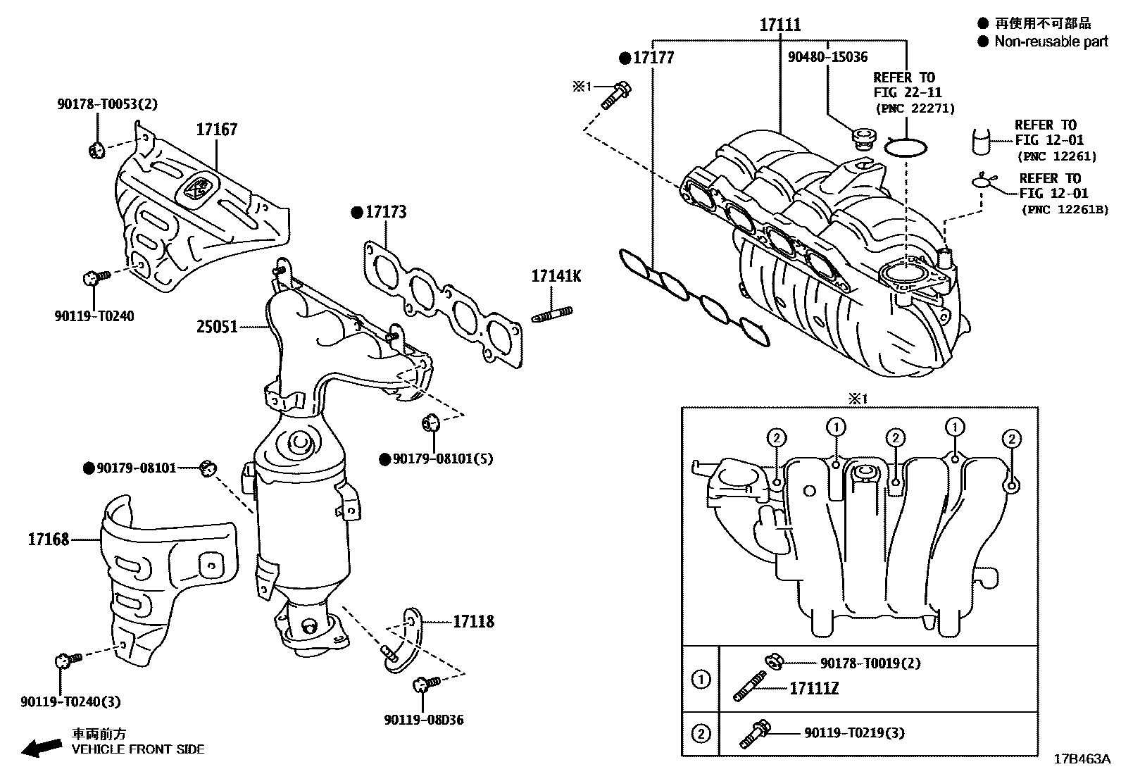 Toyota YARIS Manifold EPC diagram — 17B463A