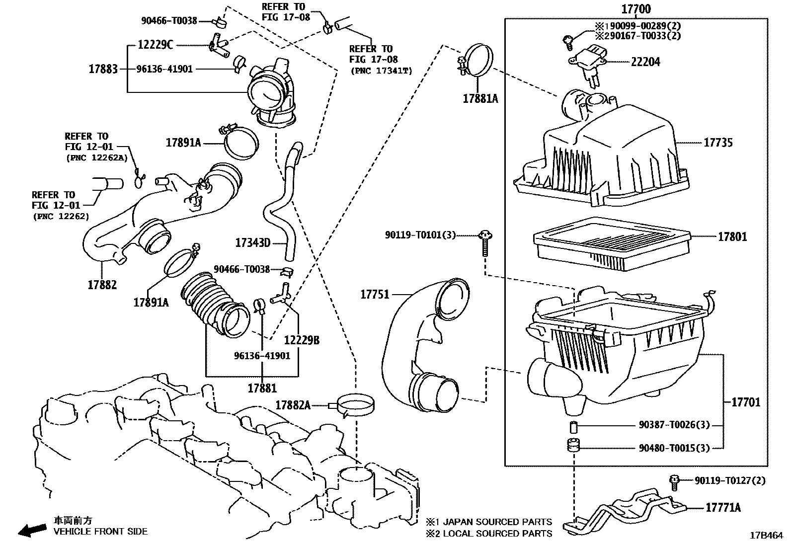 Toyota YARIS Air Cleaner EPC diagram — 17B464