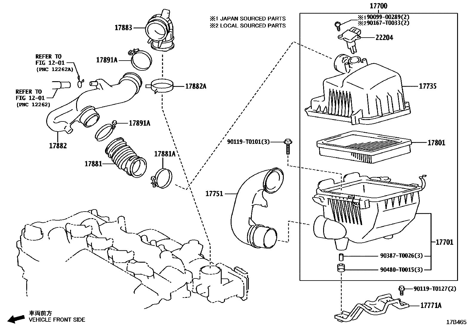 Toyota YARIS Air Cleaner EPC diagram — 17B465