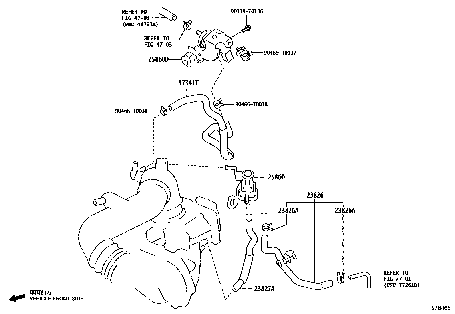 Toyota YARIS vacuum tube EPC diagram — 17B466