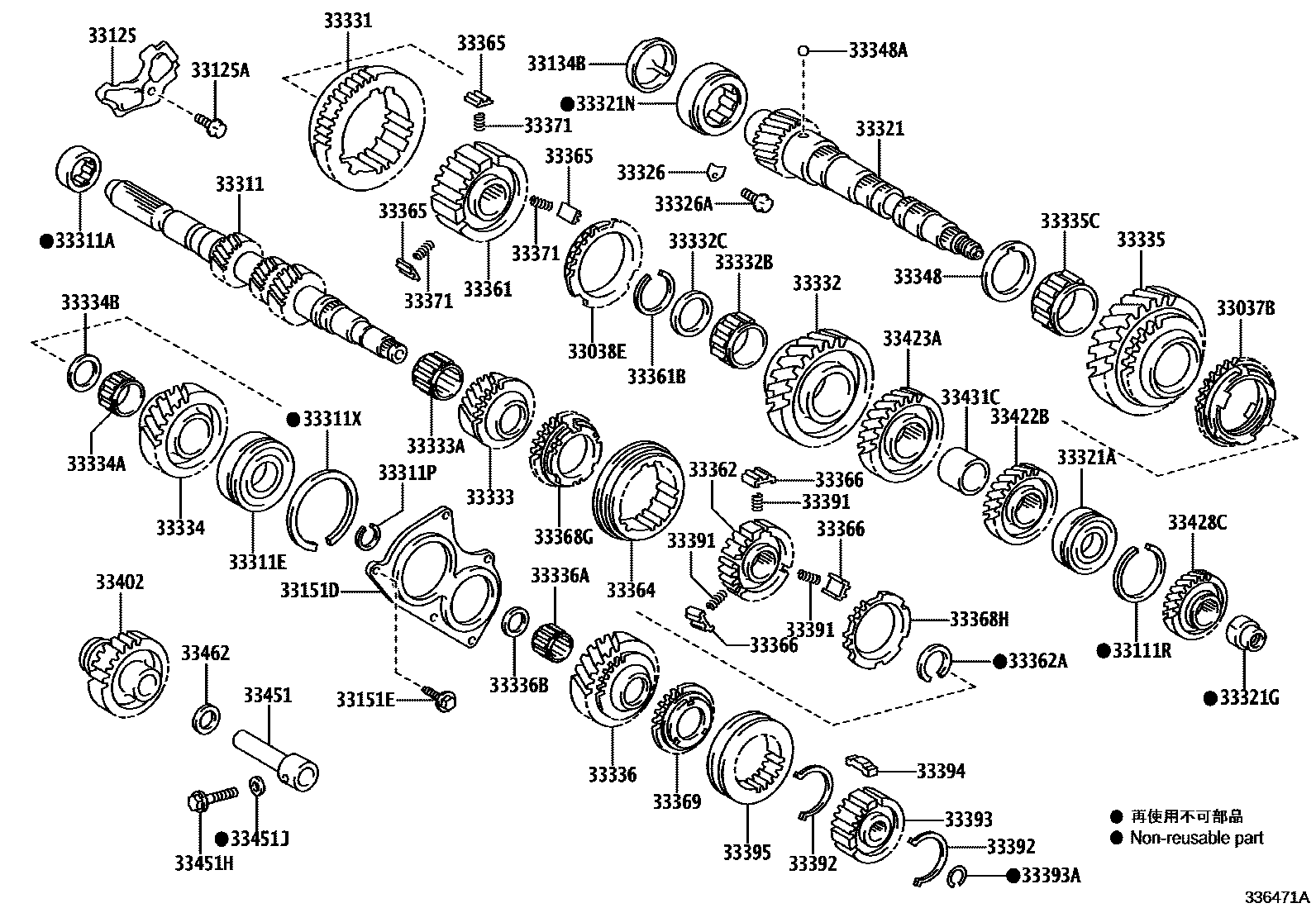 Toyota YARIS 变速器齿轮(MTM) EPC diagram — 336471A