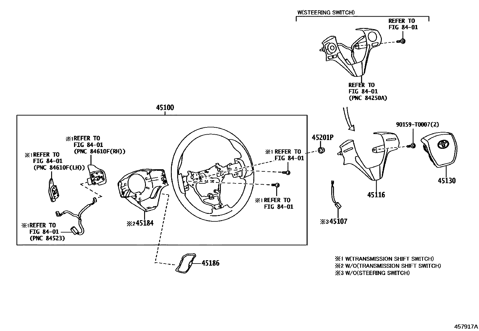 Toyota YARIS Steering Wheel EPC diagram — 457917A
