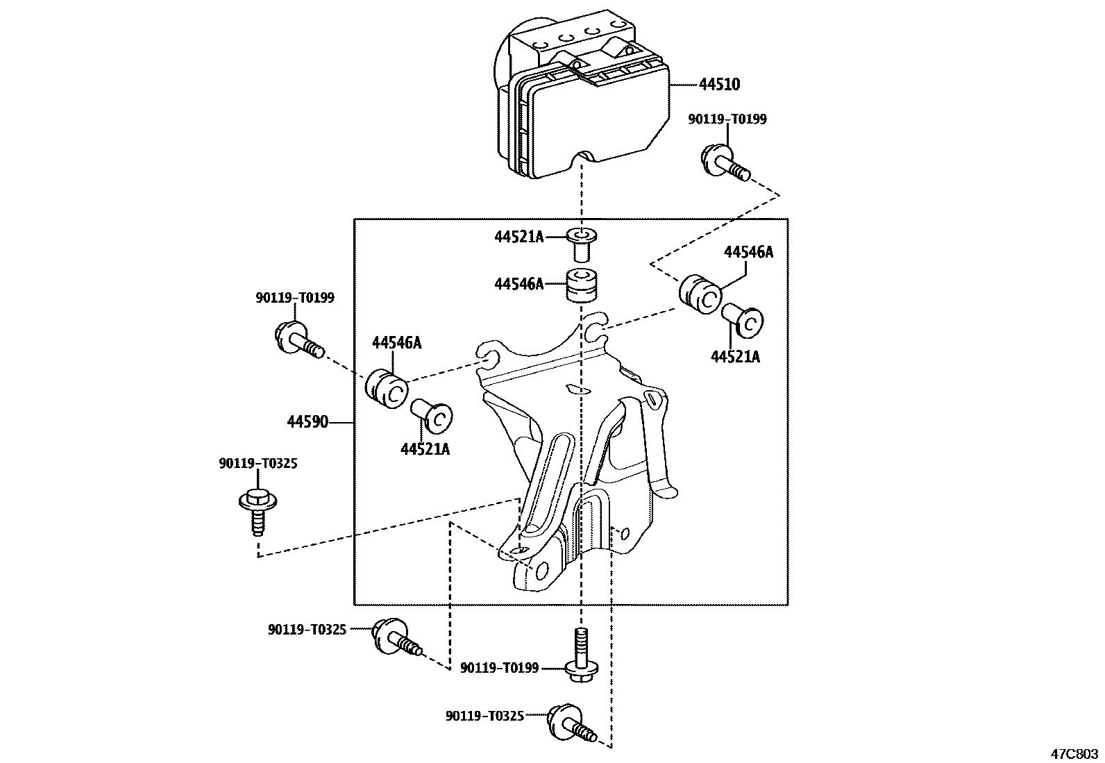 Toyota YARIS 制动配管和卡箍 EPC diagram — 47C803