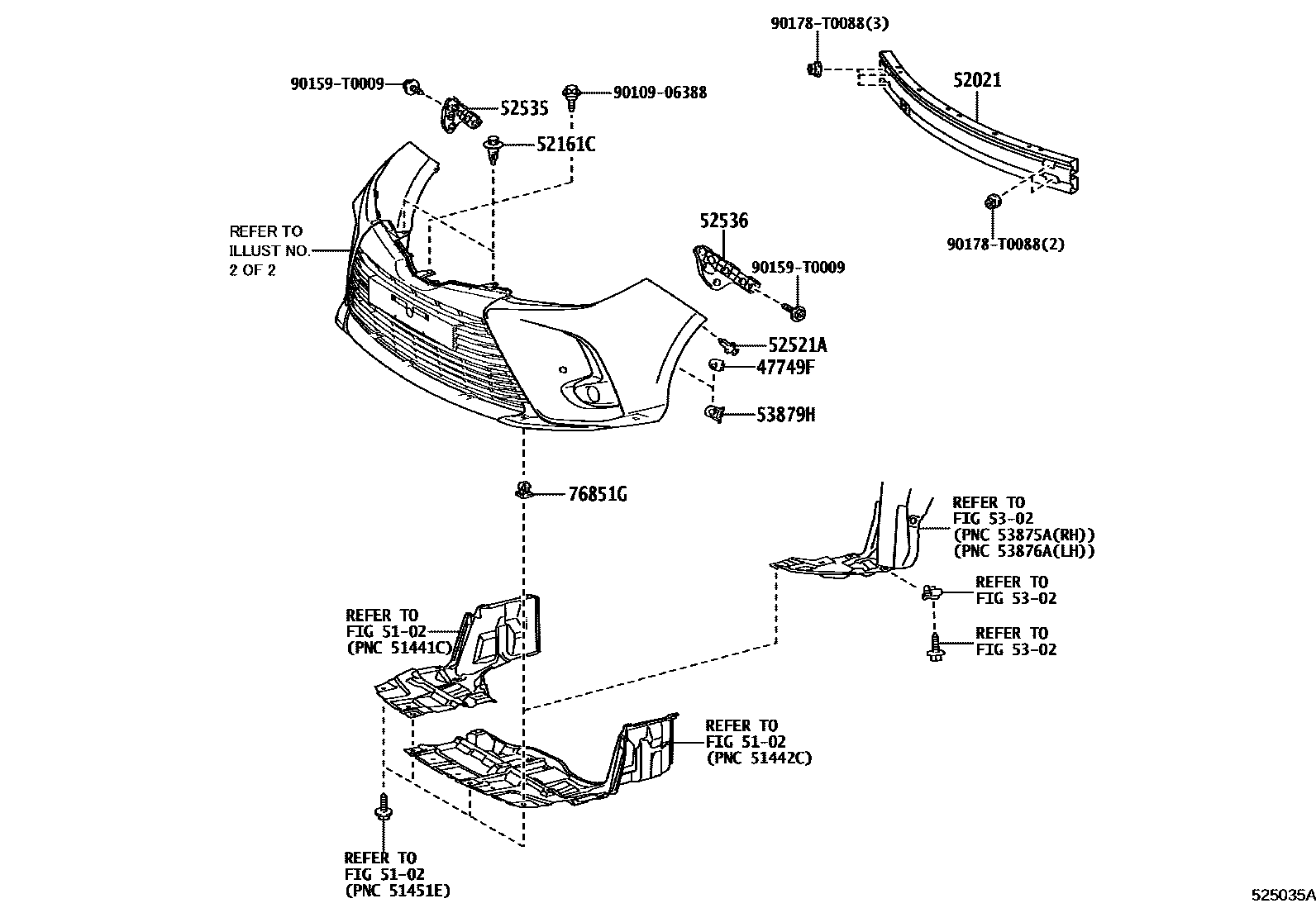 Toyota YARIS 前保险杠及附件 EPC diagram — 525035A