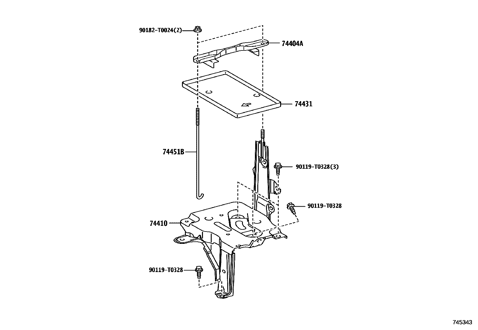 Toyota YARIS battery holder EPC diagram — 745343