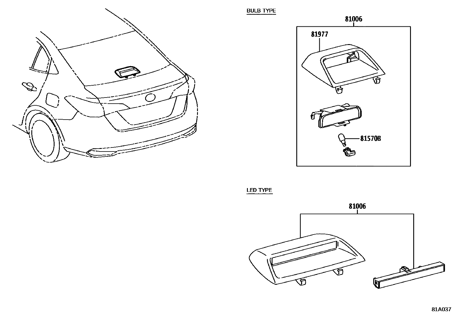 Toyota YARIS 高位刹车灯 EPC diagram — 81A037