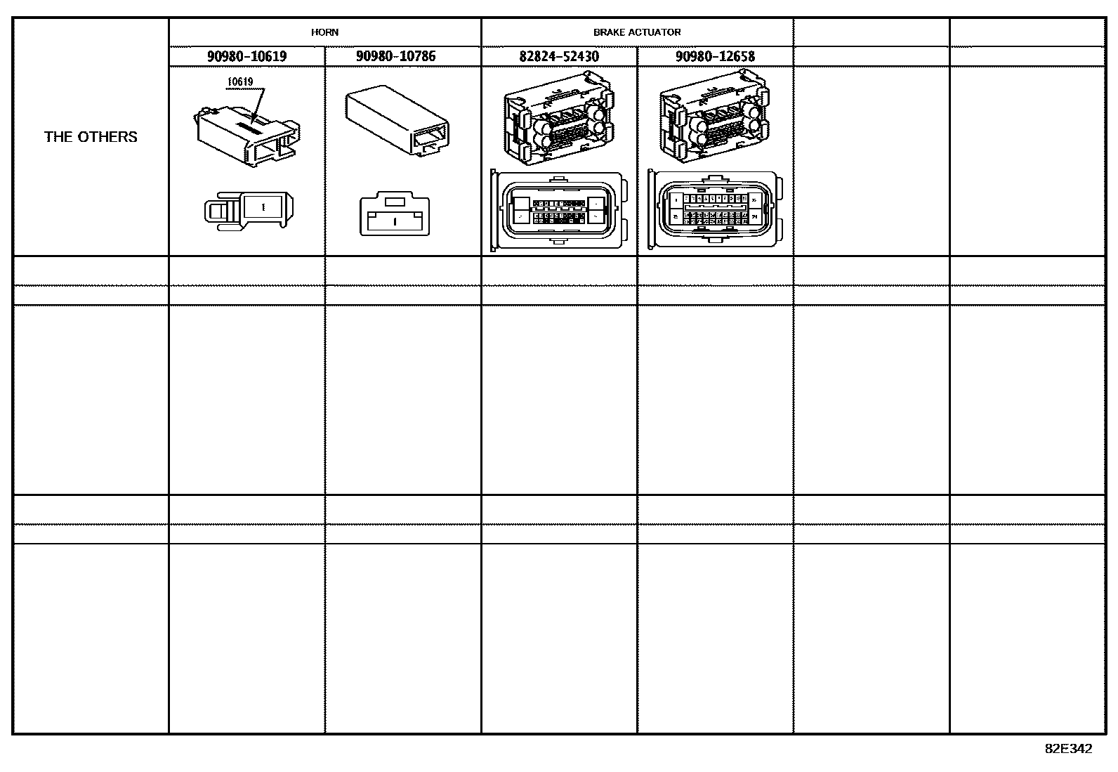 Toyota YARIS 线束和卡夹 EPC diagram — 82E342