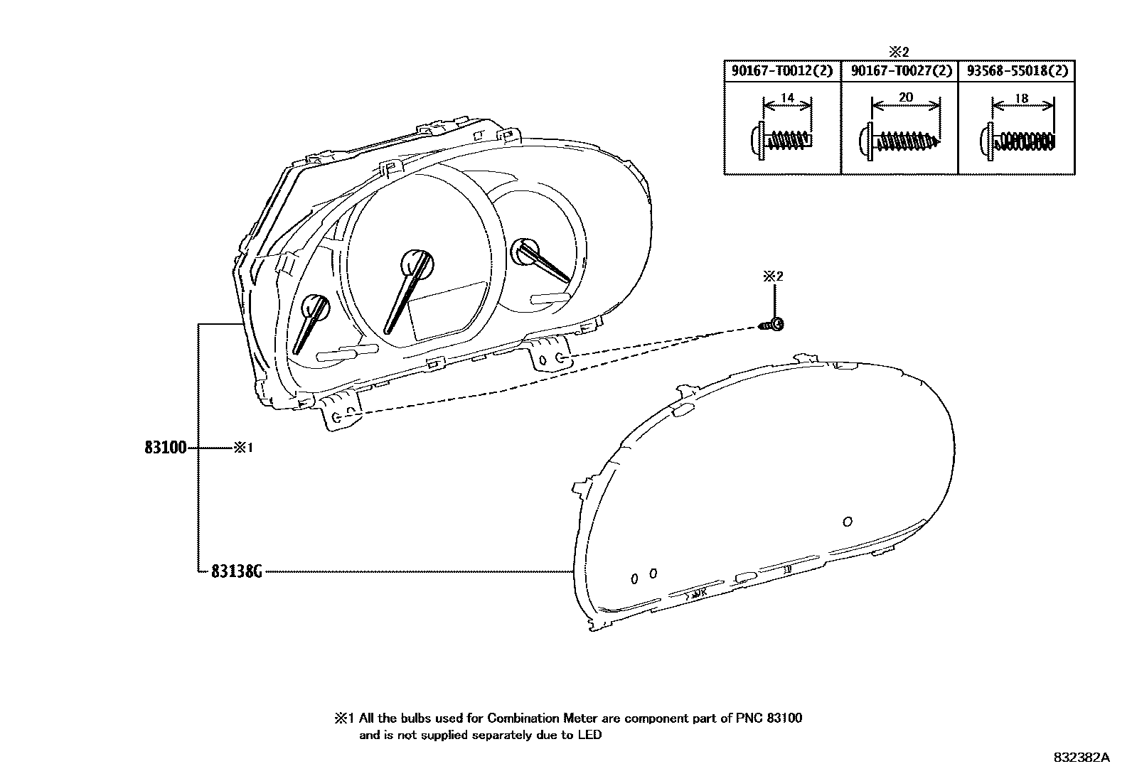 Toyota YARIS 仪表 EPC diagram — 832382A