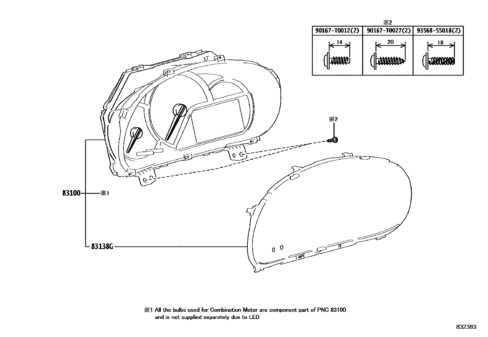 Toyota YARIS 仪表 EPC diagram — 832383