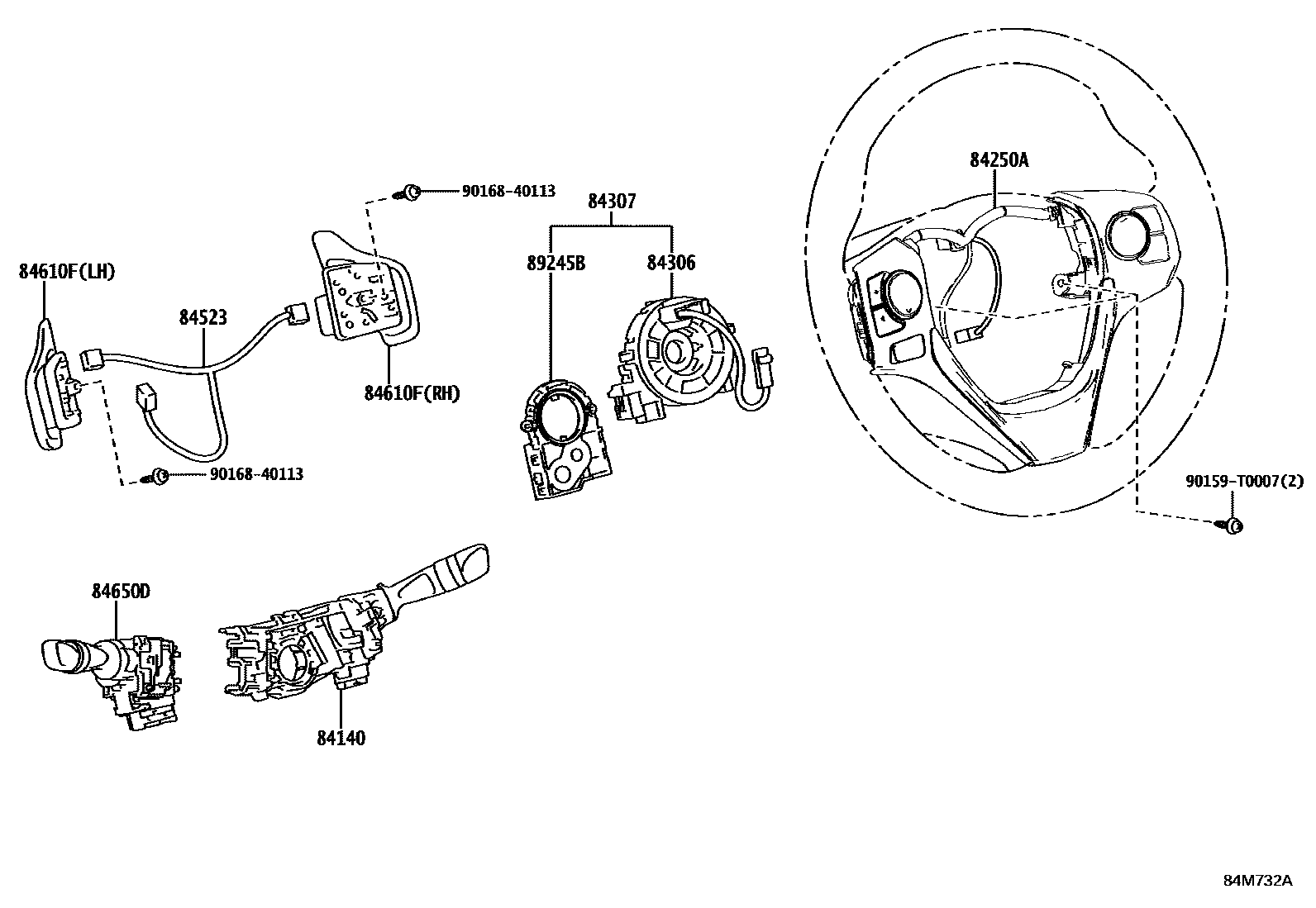 Toyota YARIS 开关和继电器和ECU EPC diagram — 84M732A