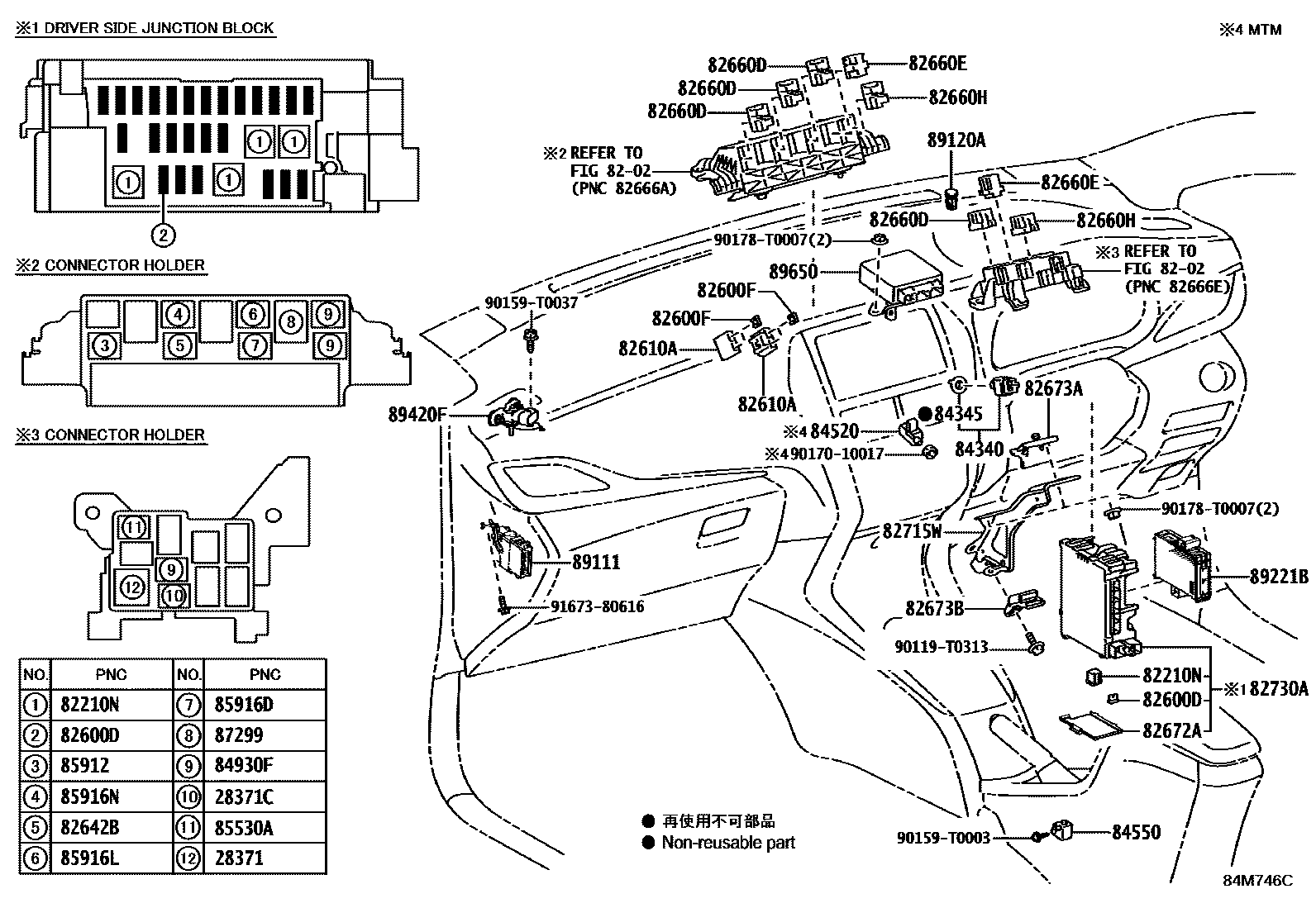 Toyota YARIS 开关和继电器和ECU EPC diagram — 84M746C