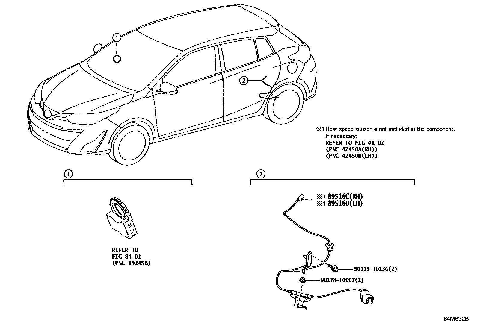 Toyota YARIS ABS 和 VSC EPC diagram — 84M632B