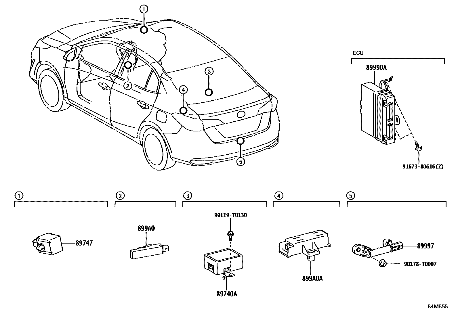 Toyota YARIS 遥控门锁 EPC diagram — 84M655