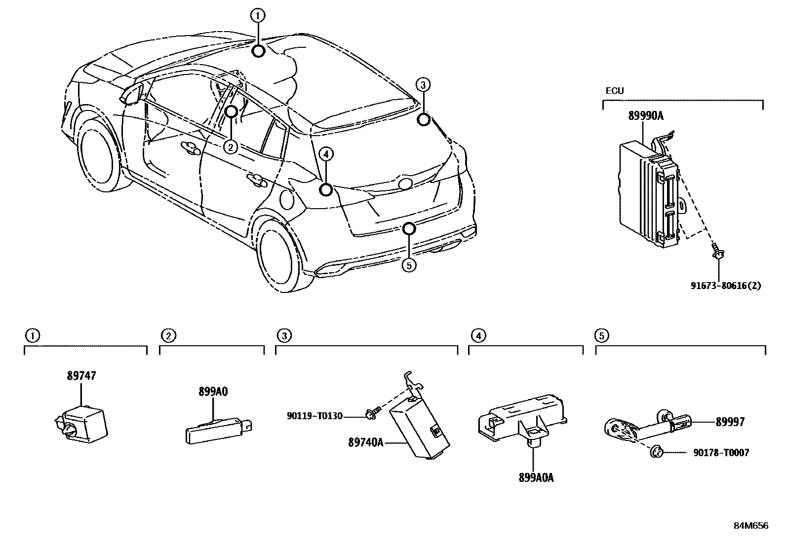 Toyota YARIS 遥控门锁 EPC diagram — 84M656