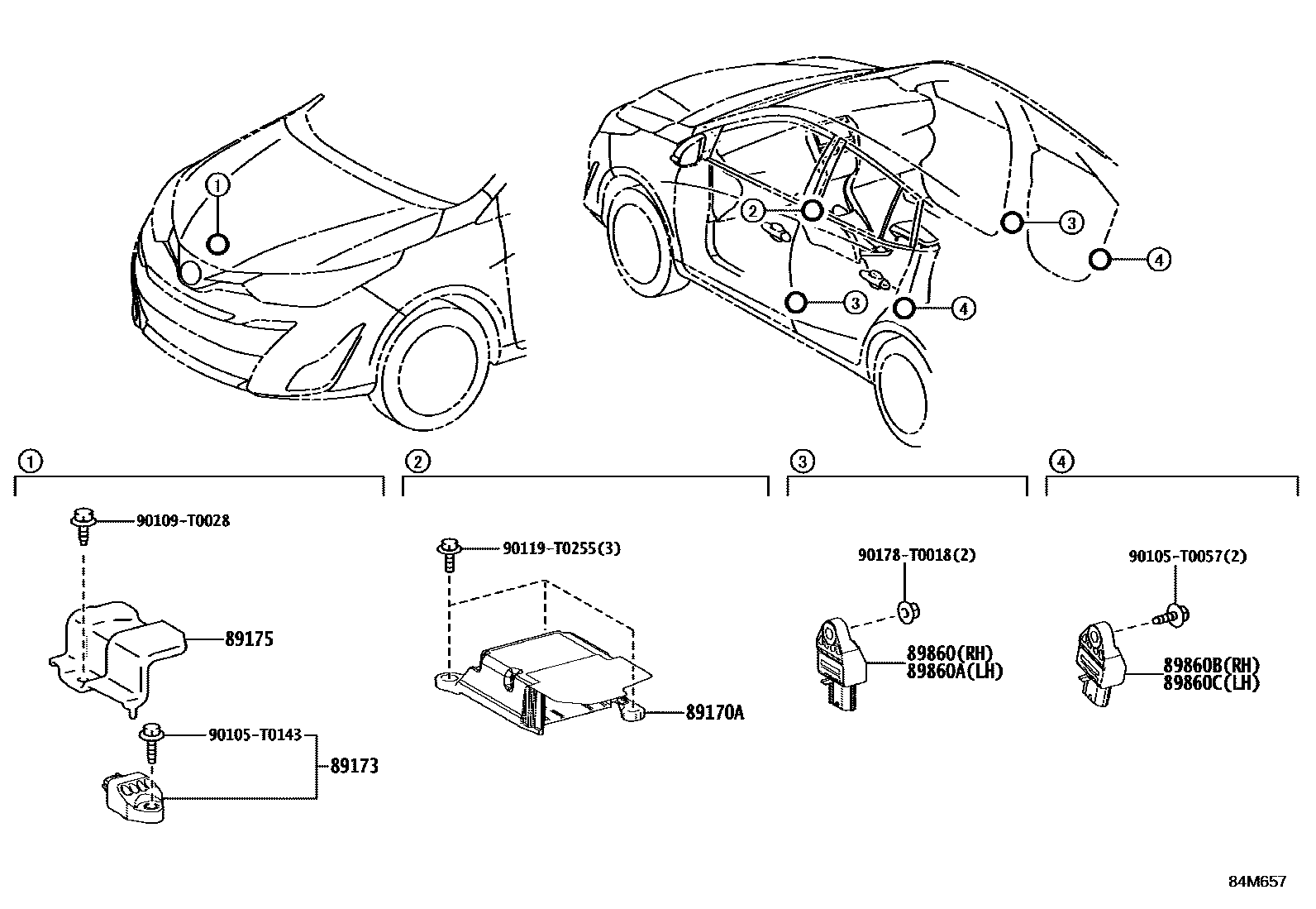 Toyota YARIS 空气囊 EPC diagram — 84M657